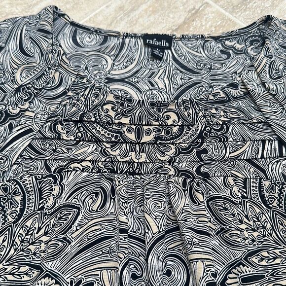 NWOT Rafaella sleeveless blouse black tan and white - size large - Picture 2 of 5